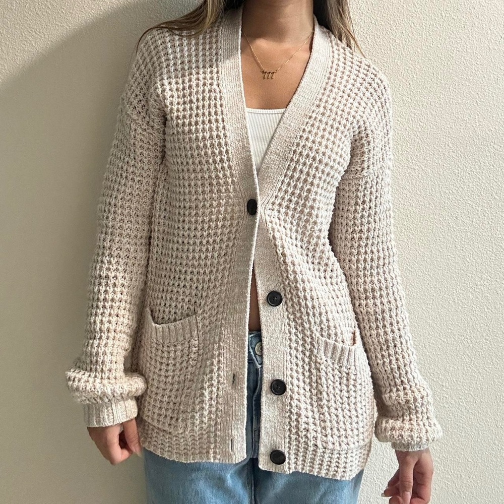 Women's Cream Cardigan Sweater